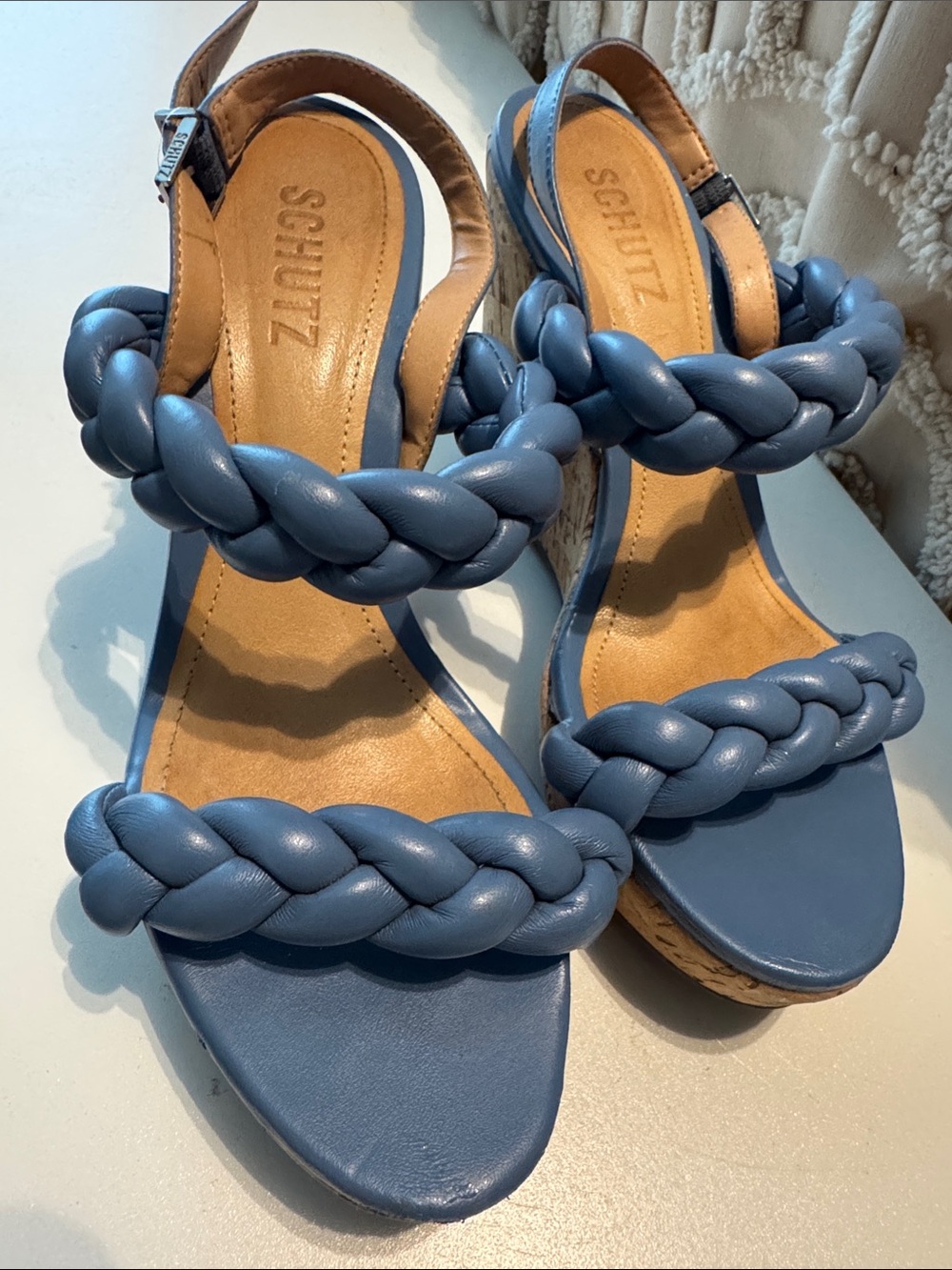 SCHUTZ Braided Strap Blue Women's Sandals